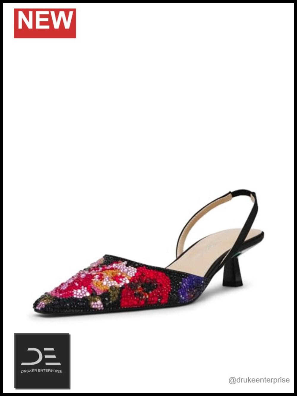 Betsey Johnson Oppal Kitten Heel Pointed Toe Pumps Floral Slingback